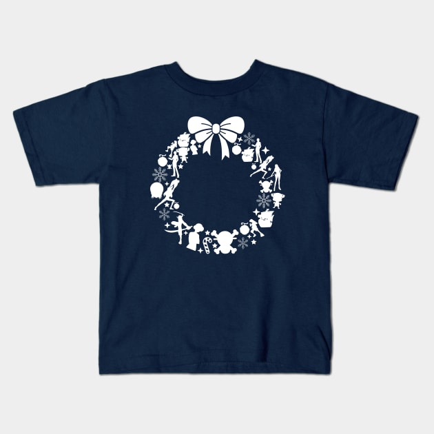 One Piece Christmas Wreath Pattern Kids T-Shirt by Rebus28